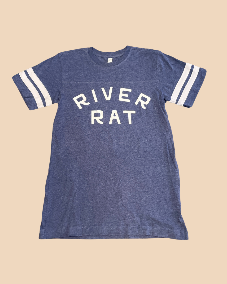 Navy River Rat Football Tee