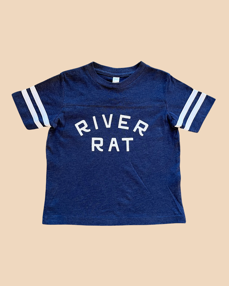 Kids Navy River Rat Football Tee
