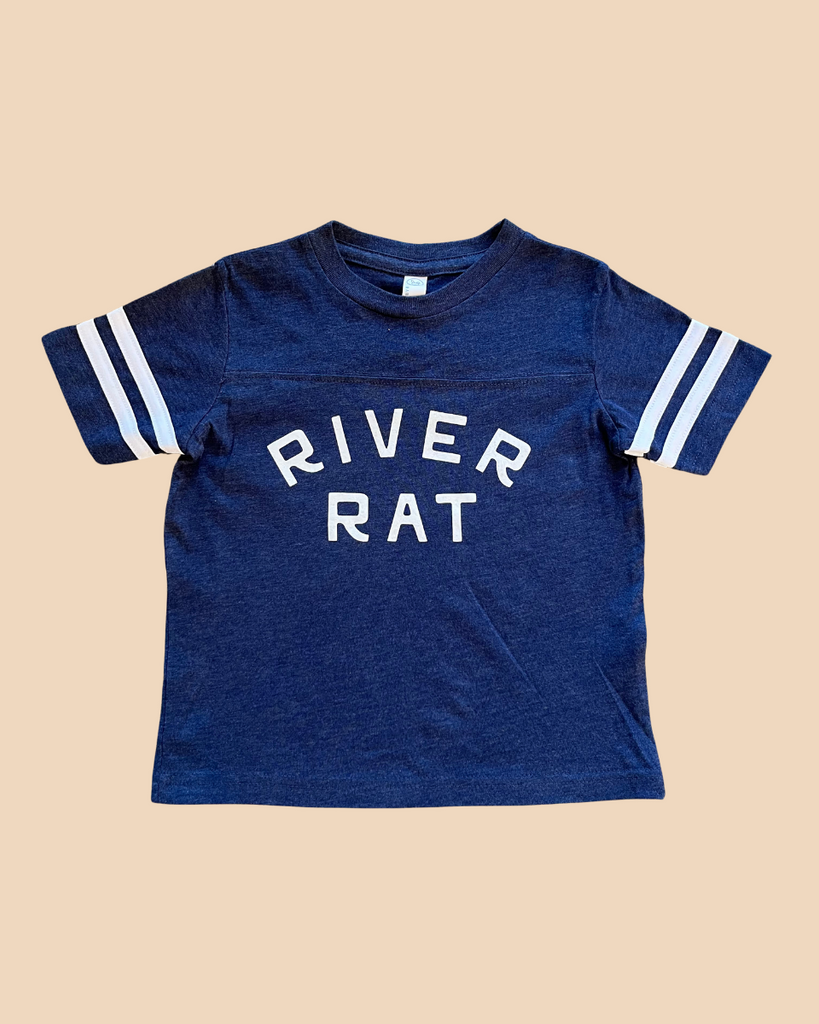 Kids Navy River Rat Football Tee
