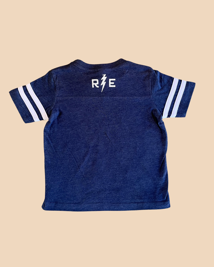 Kids Navy River Rat Football Tee